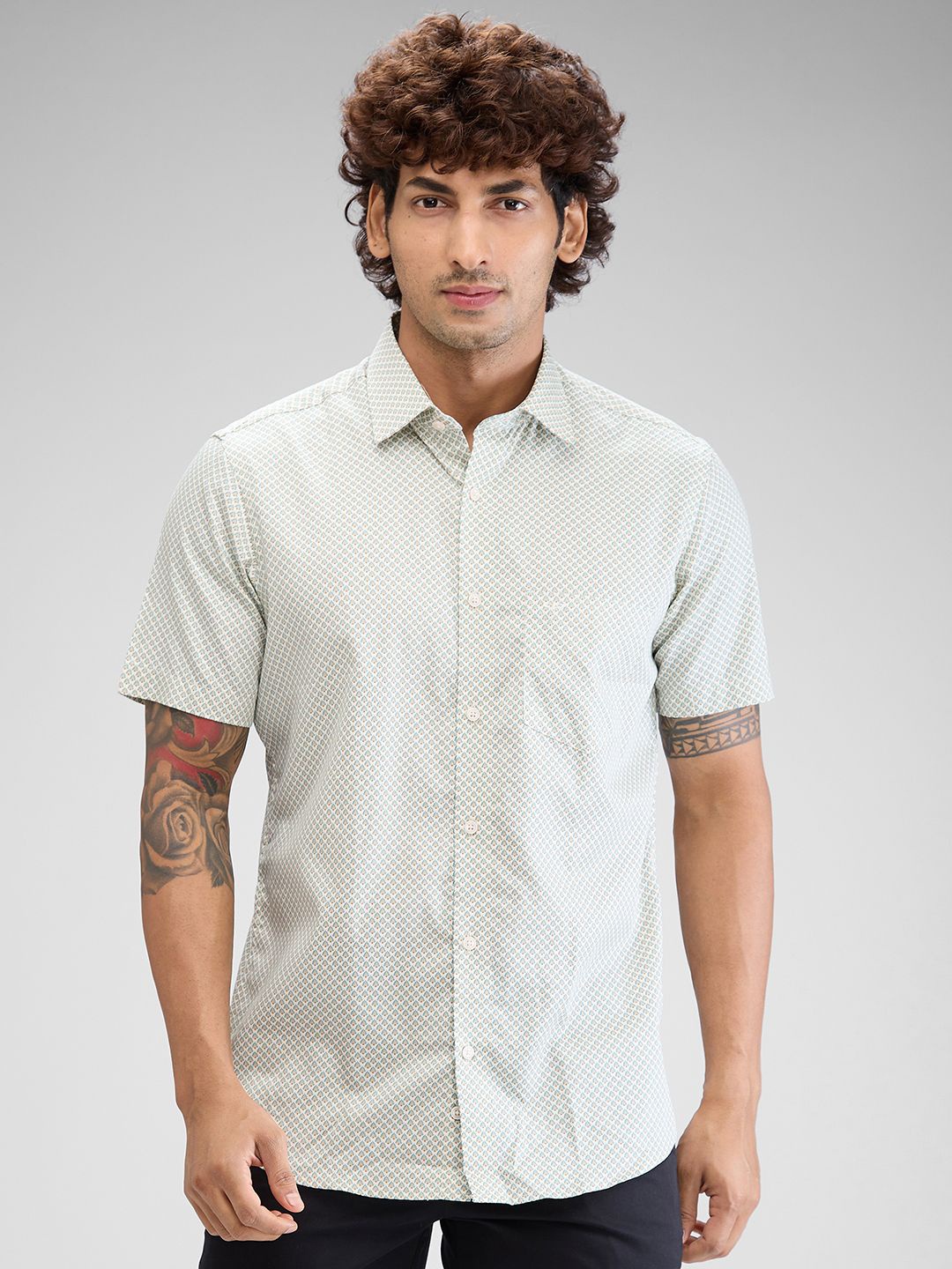 

ColorPlus Men Opaque Printed Casual Shirt, Yellow