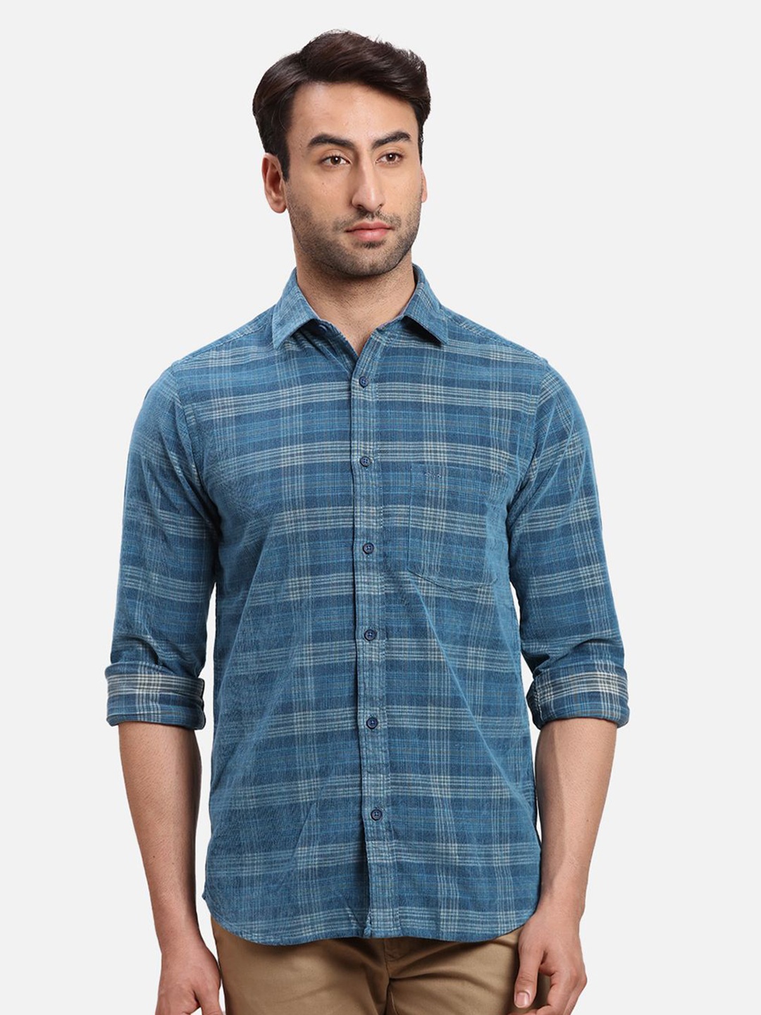 

ColorPlus Men Opaque Checked Casual Shirt, Blue