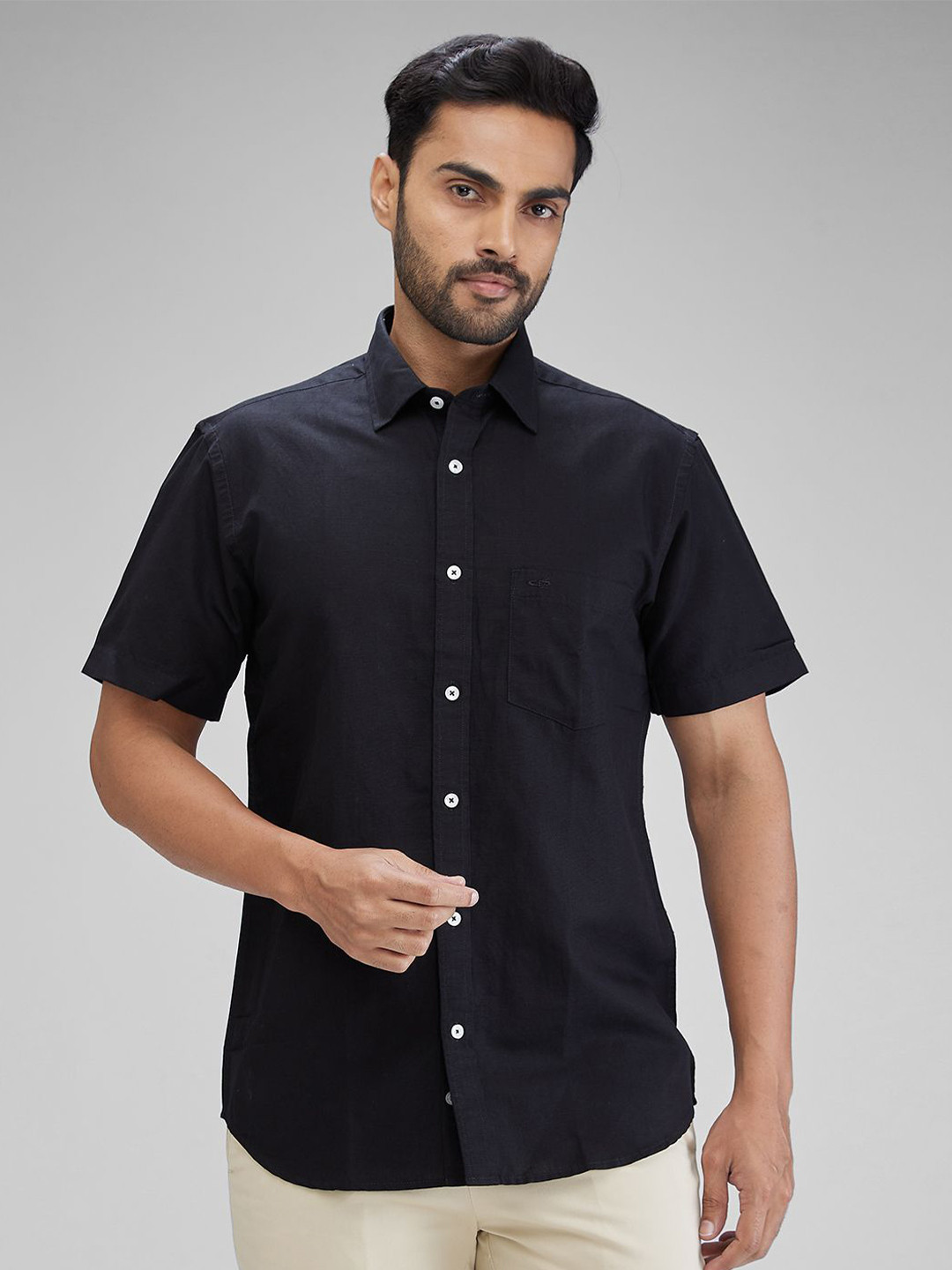 

ColorPlus Men Tailored Fit Opaque Casual Shirt, Black