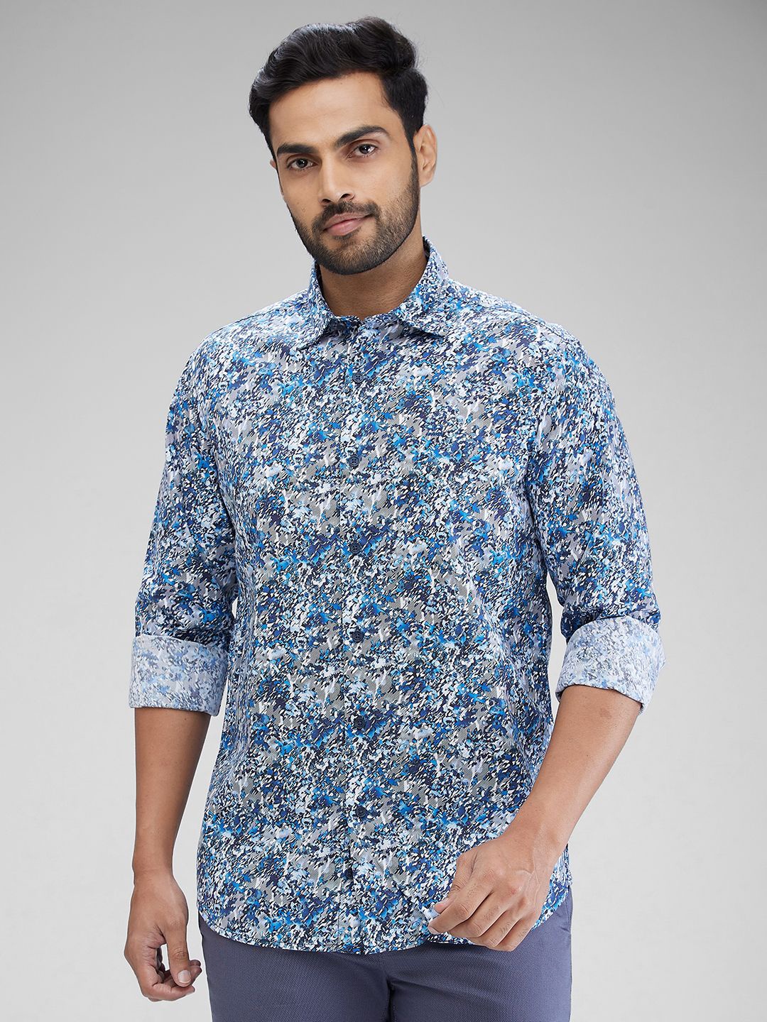 

ColorPlus Men Floral Opaque Printed Casual Shirt, Blue