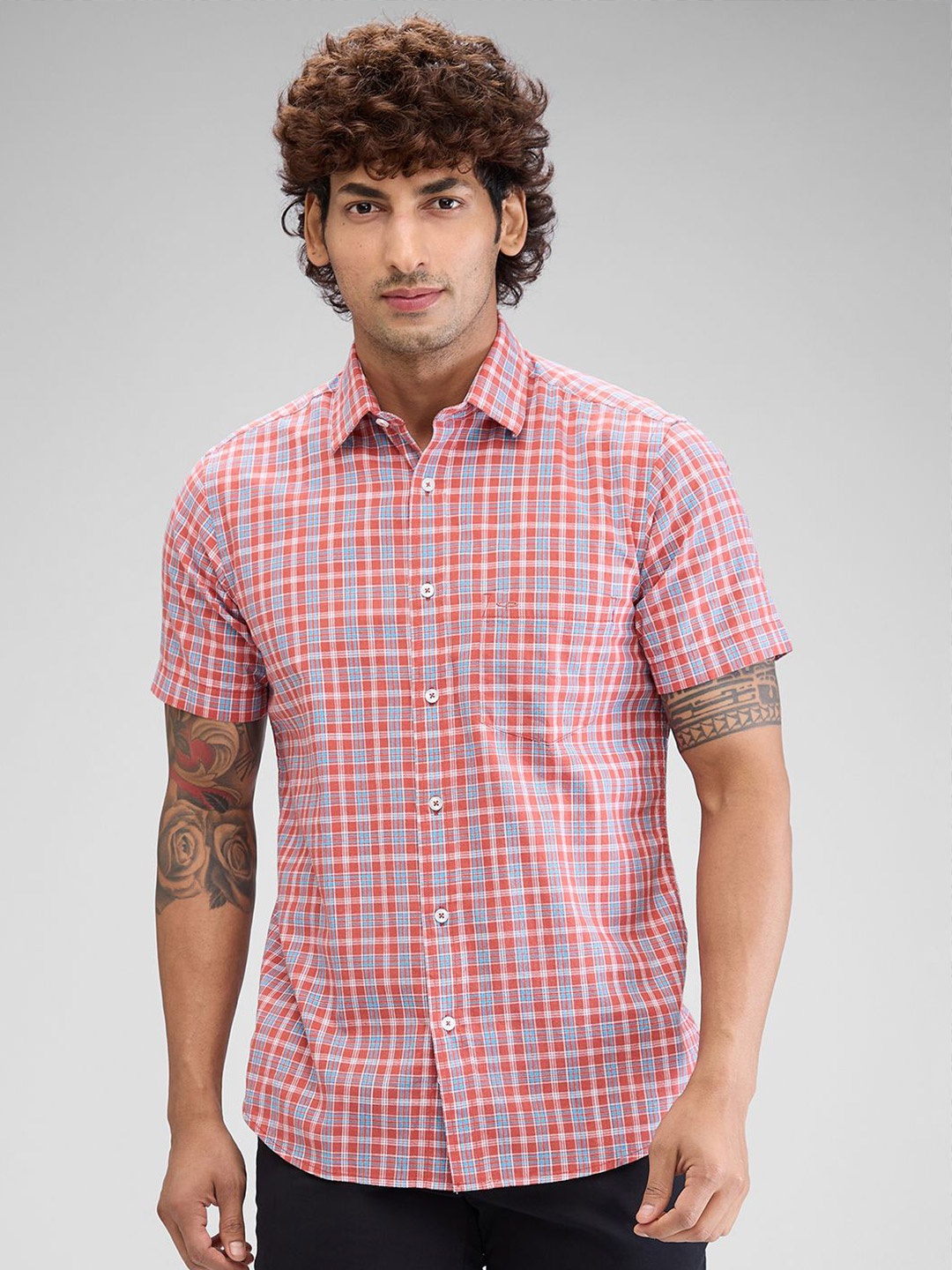 

ColorPlus Men Tartan Checks Opaque Checked Casual Shirt, Red