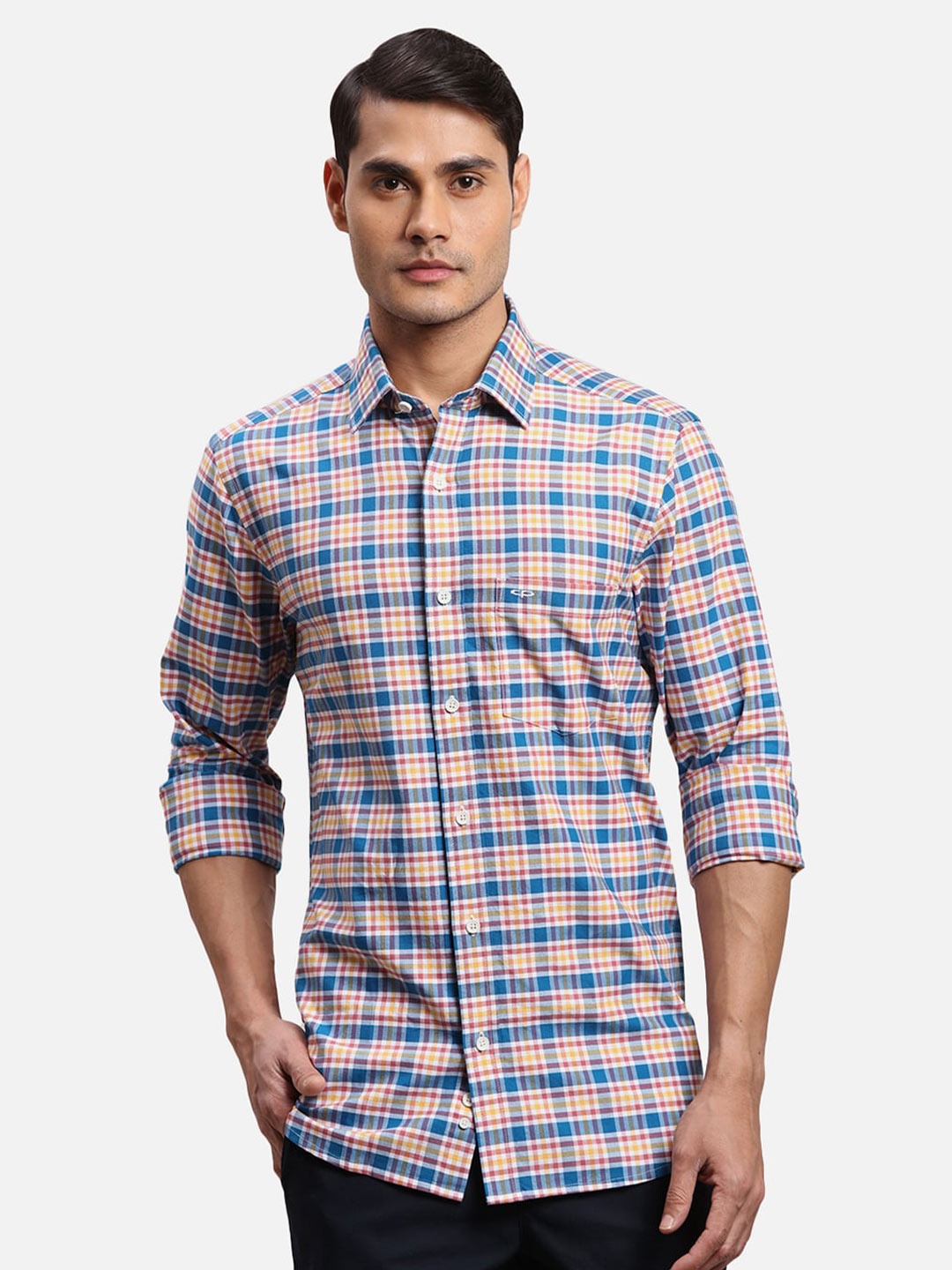 

ColorPlus Men Opaque Checked Casual Shirt, Blue