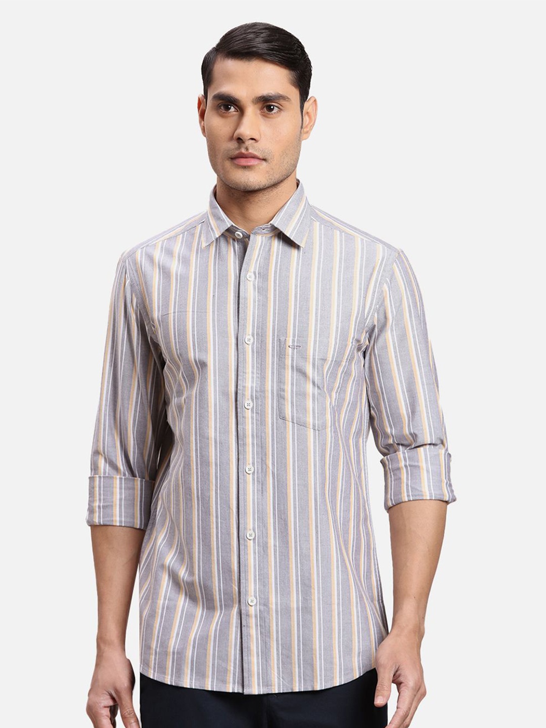 

ColorPlus Men Opaque Striped Casual Shirt, Blue