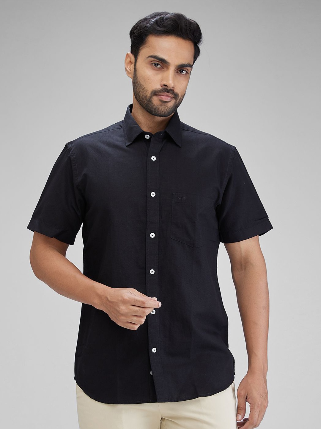

ColorPlus Men Tailored Fit Opaque Casual Shirt, Black