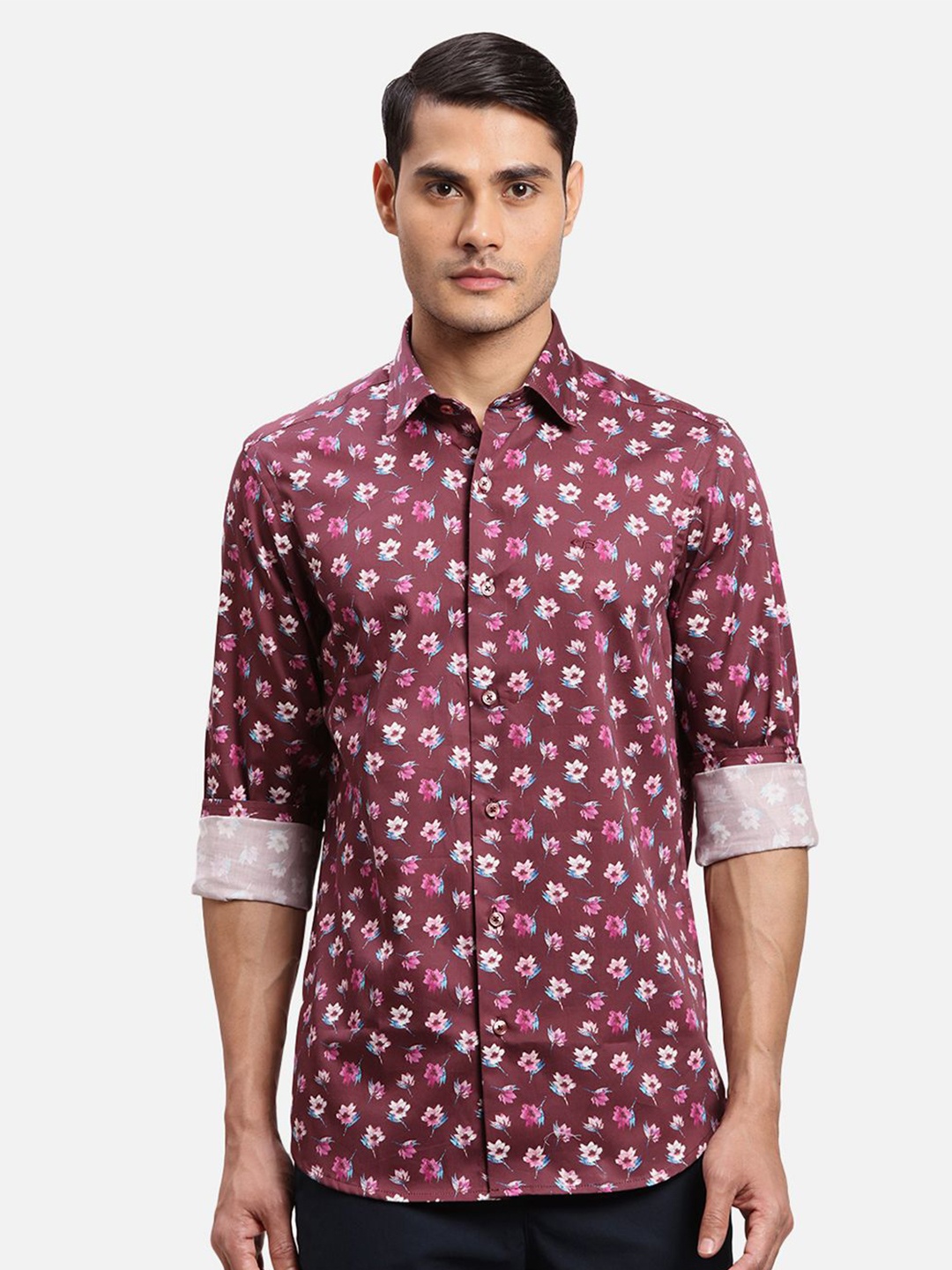 

ColorPlus Men Floral Opaque Printed Casual Shirt, Maroon