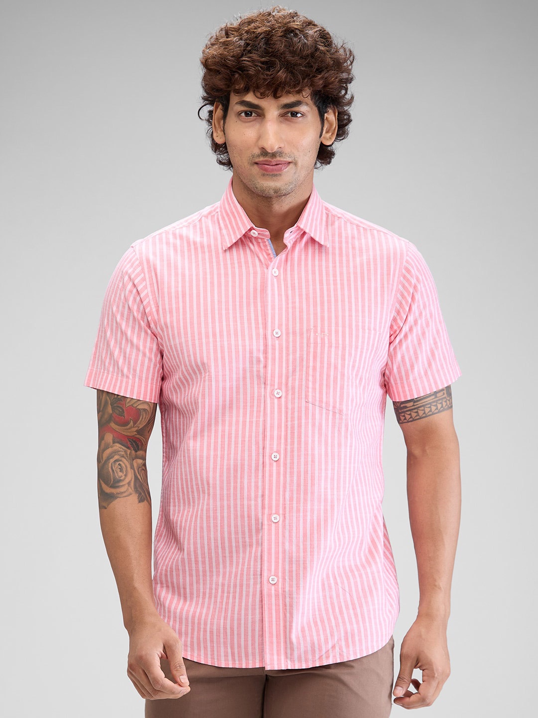 

ColorPlus Men Tailored Fit Opaque Striped Casual Shirt, Red