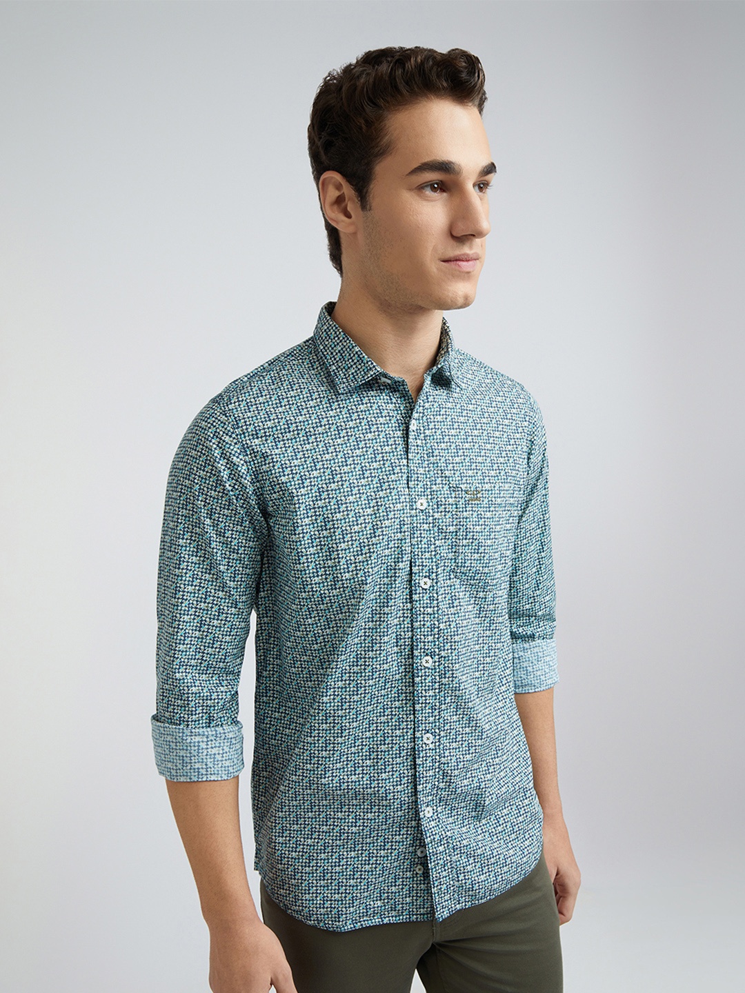 

ColorPlus Men Slim Fit Floral Opaque Printed Casual Shirt, Blue