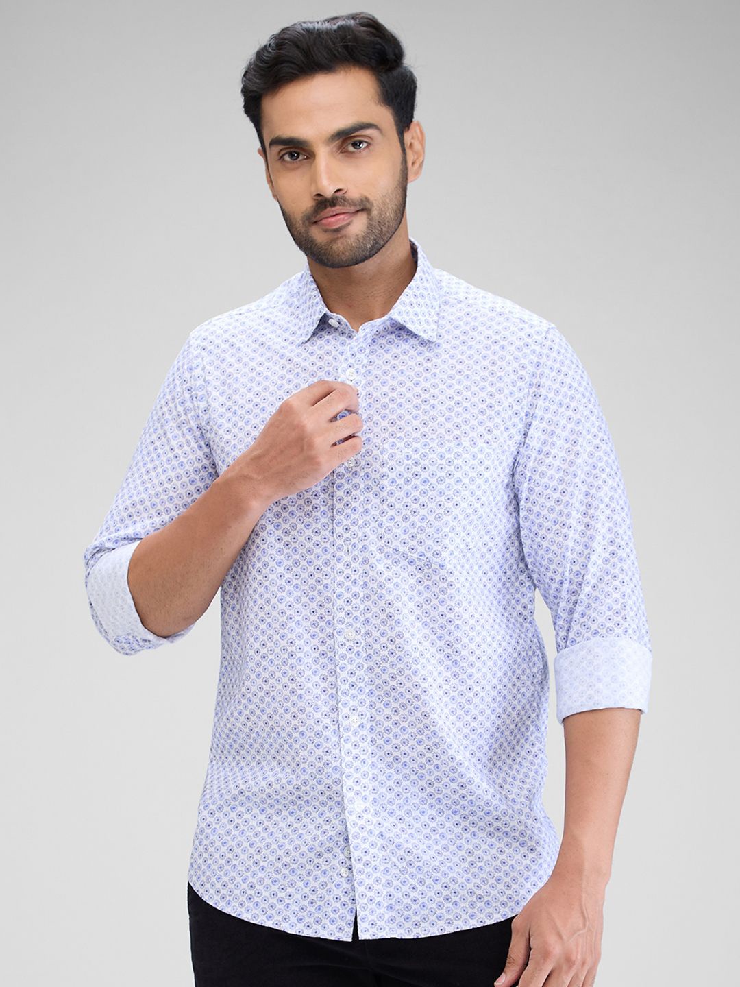 

ColorPlus Men Contemporary Opaque Printed Casual Shirt, Blue