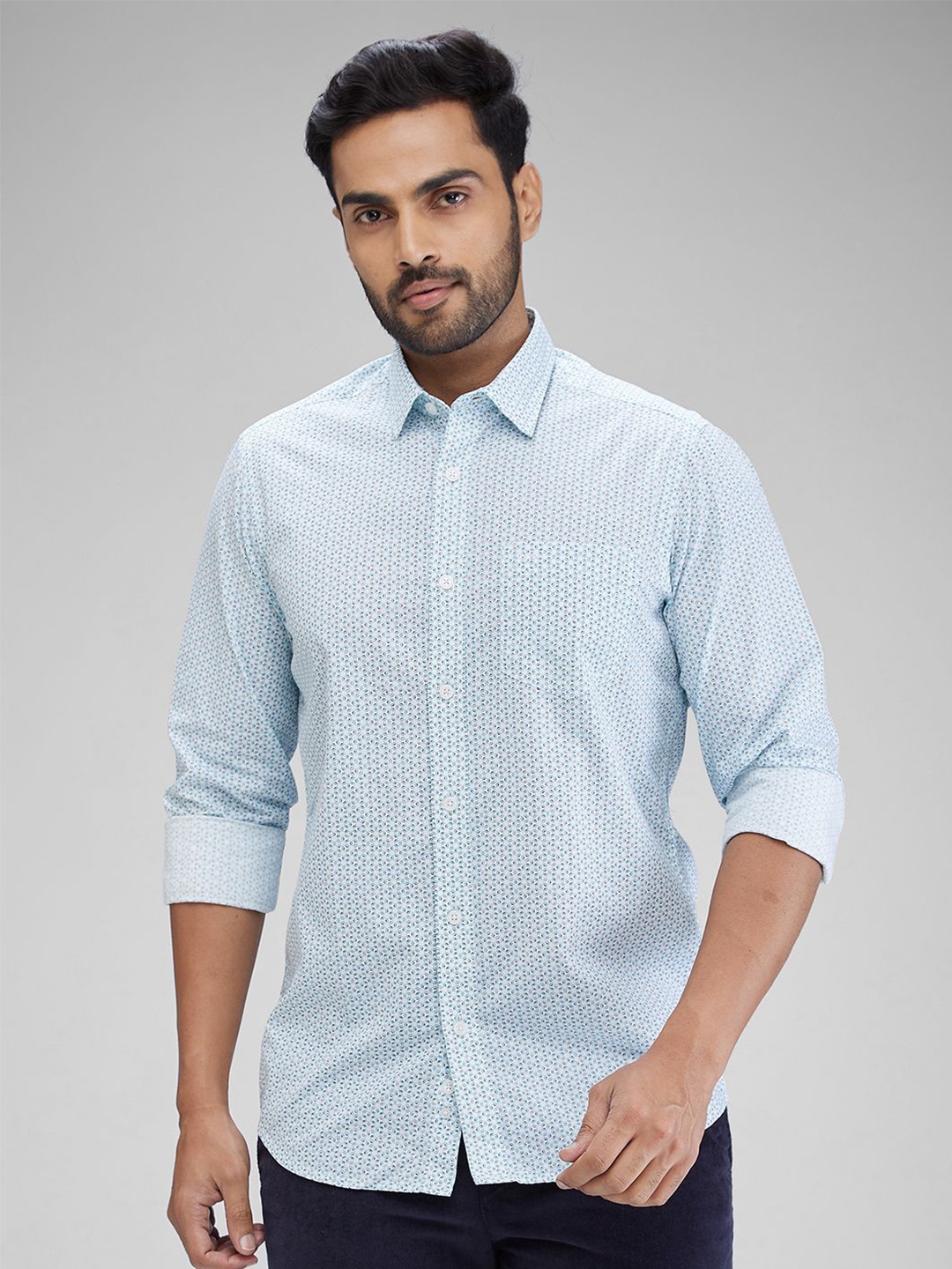

ColorPlus Men Contemporary Opaque Printed Casual Shirt, Green