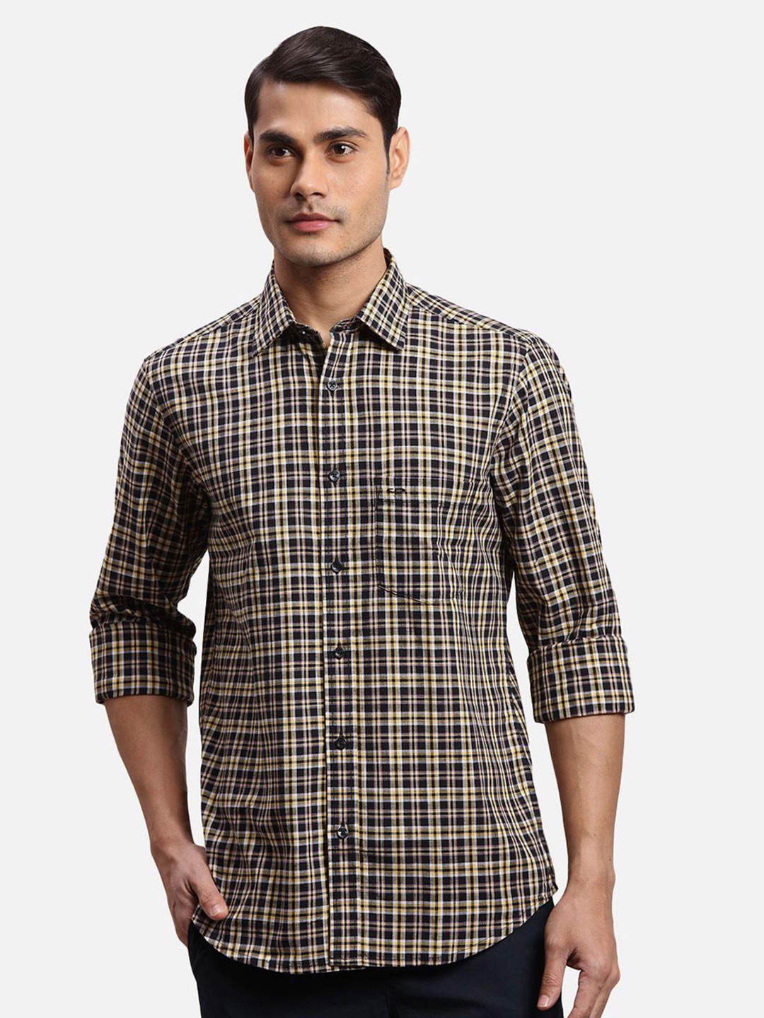 

ColorPlus Men Opaque Checked Casual Shirt, Black