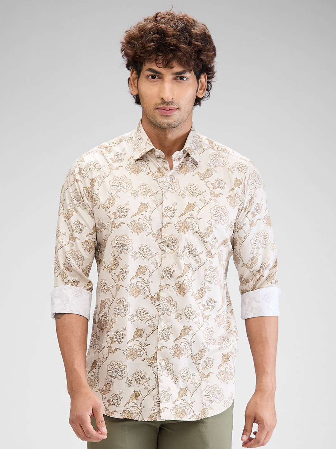 

ColorPlus Men Floral Opaque Printed Casual Shirt, Beige