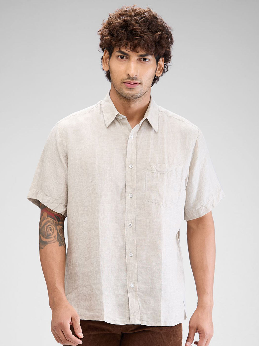 

ColorPlus Men Comfort Opaque Casual Shirt, Beige