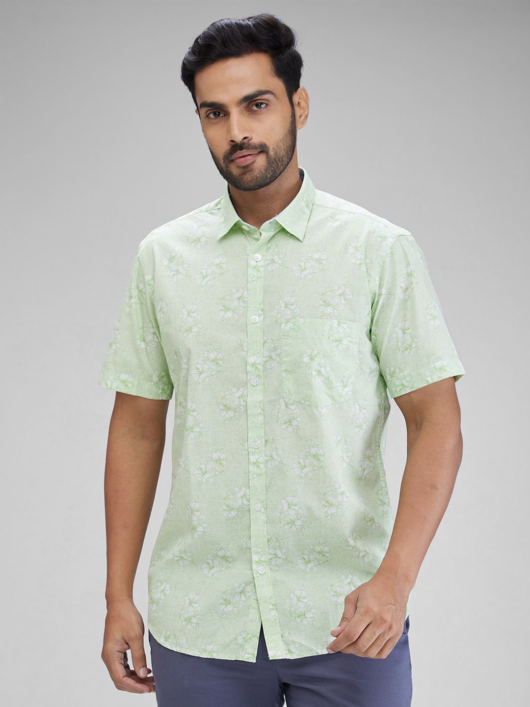 

ColorPlus Men Tailored Fit Opaque Printed Casual Shirt, Green