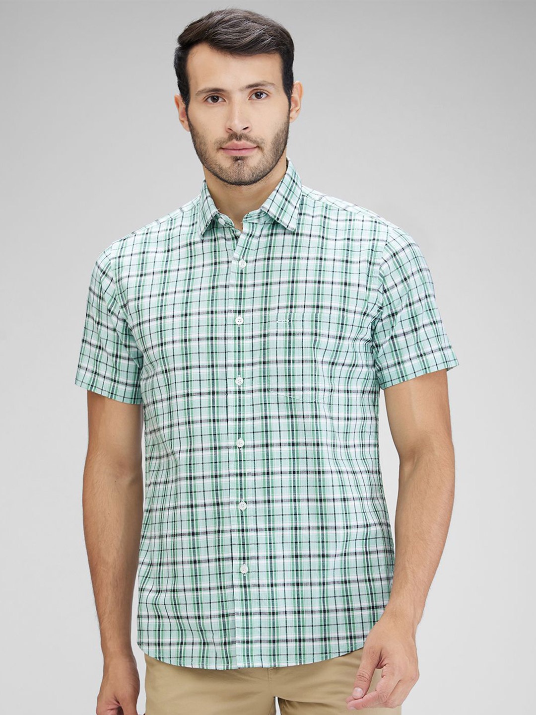 

ColorPlus Men Tartan Checks Opaque Checked Casual Shirt, Green