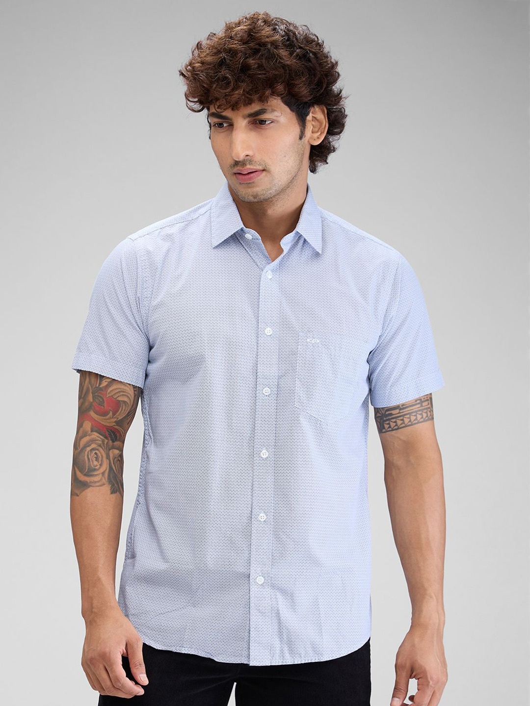 

ColorPlus Men Micro Checks Opaque Checked Casual Shirt, Blue