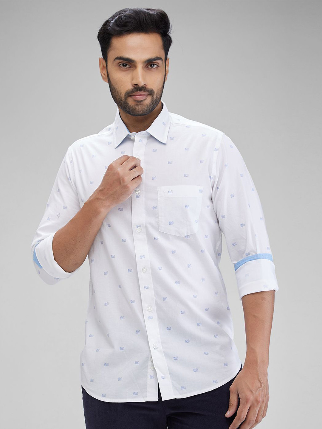 

ColorPlus Men Contemporary Opaque Printed Casual Shirt, White