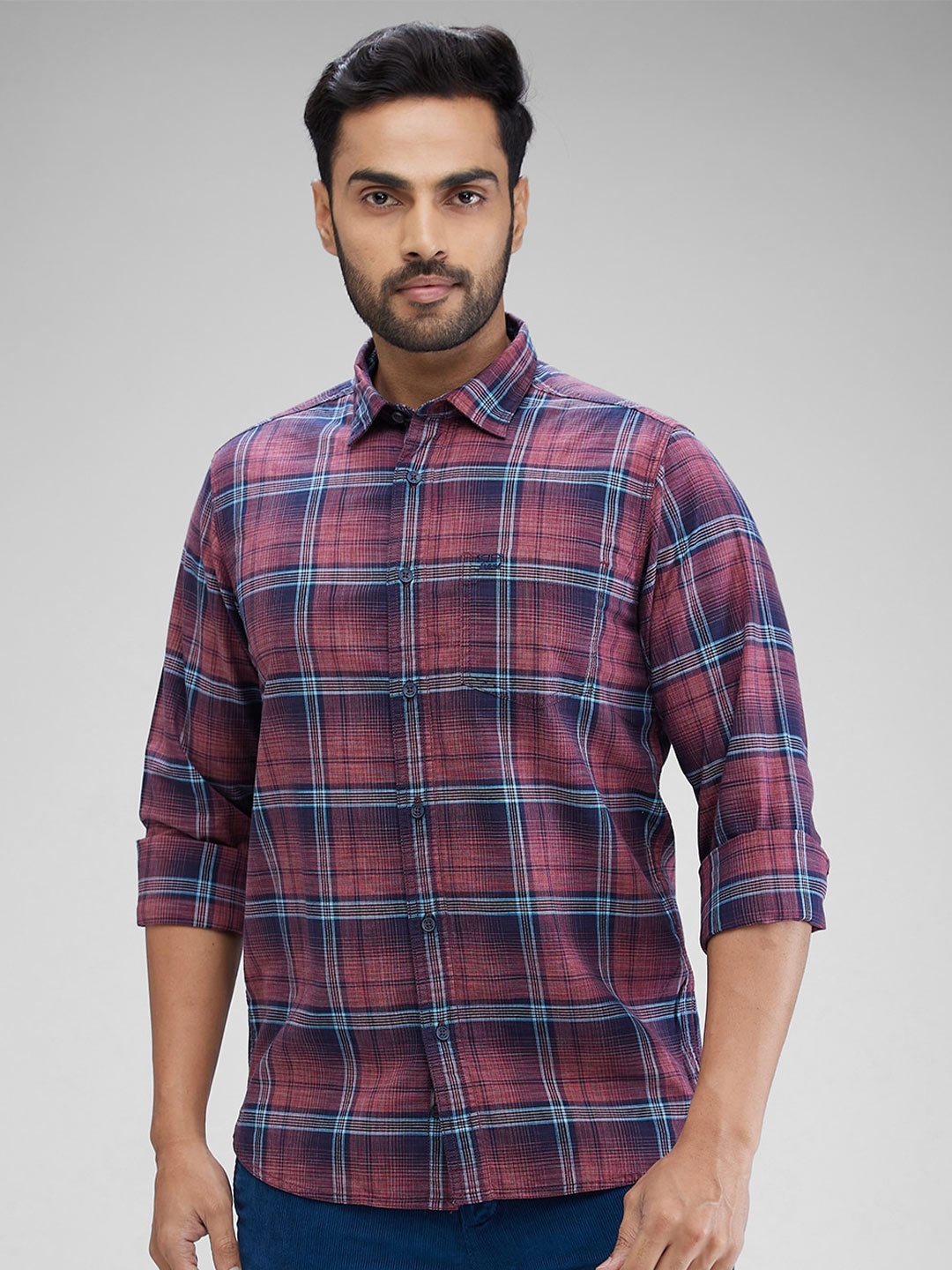 

ColorPlus Men Contemporary Tartan Checks Opaque Checked Casual Shirt, Red