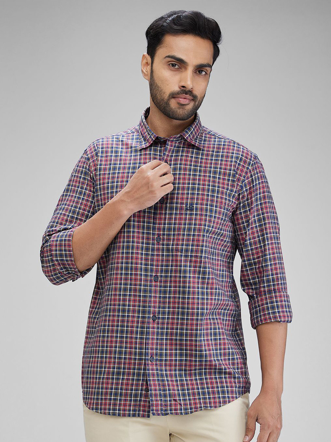 

ColorPlus Men Tartan Checks Opaque Checked Casual Shirt, Red