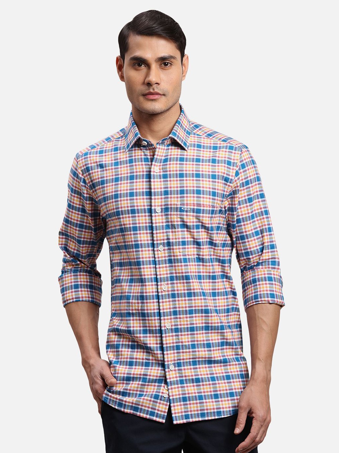 

ColorPlus Men Opaque Checked Casual Shirt, Blue