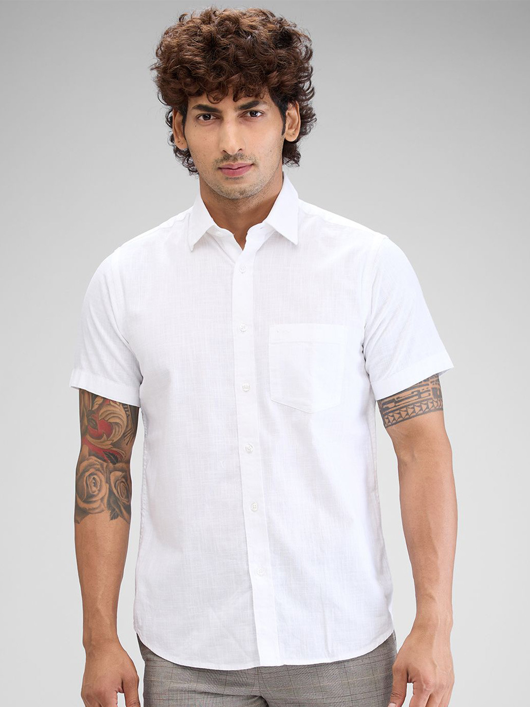 

ColorPlus Men Tailored Fit Opaque Casual Shirt, White
