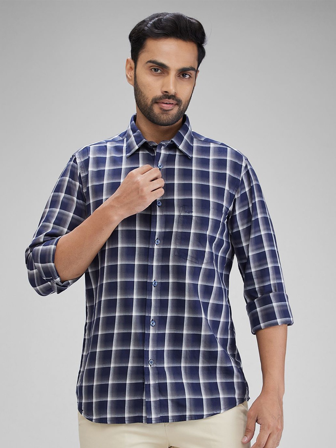 

ColorPlus Men Tartan Checks Opaque Checked Casual Shirt, Blue