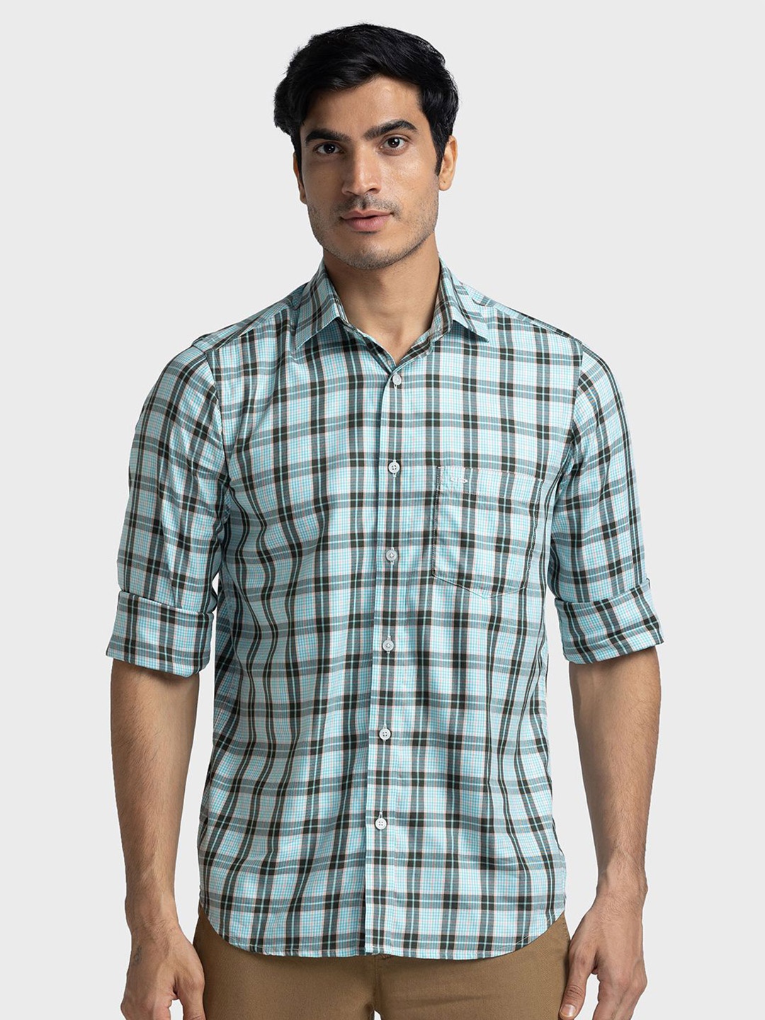 

ColorPlus Men Tailored Fit Tartan Checks Opaque Checked Casual Shirt, Green