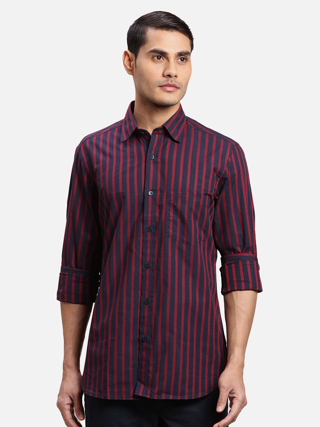 

ColorPlus Men Opaque Striped Casual Shirt, Blue