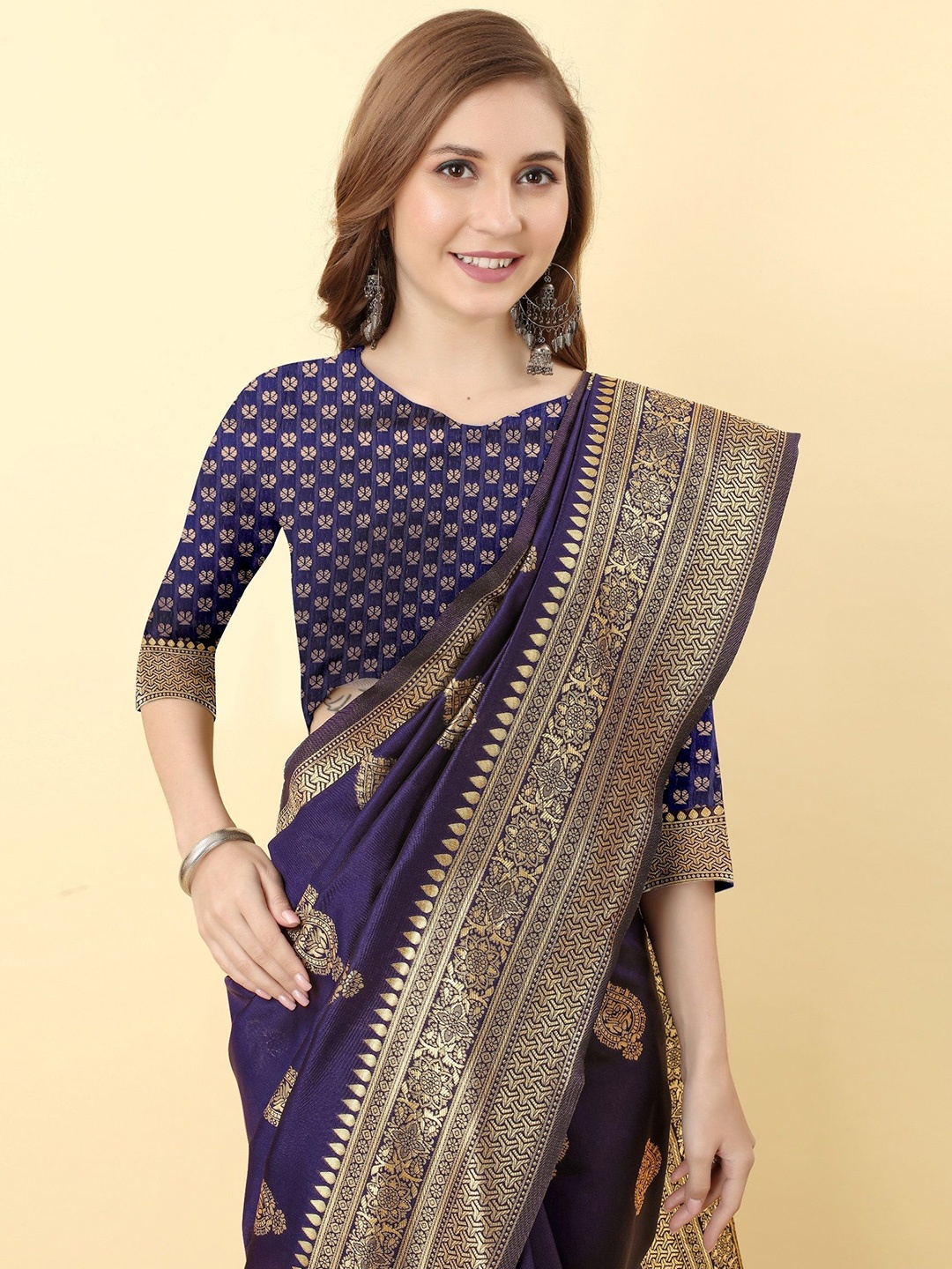 

DIVASTRI Woven Design Banarasi Saree, Blue