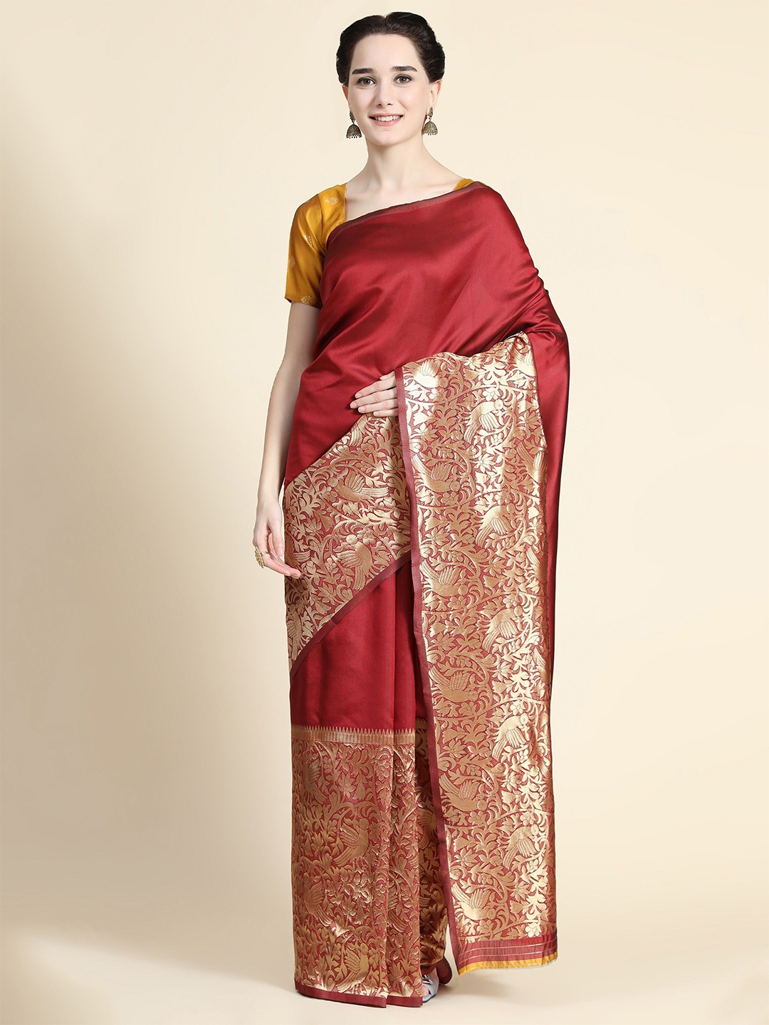 

DIVASTRI Woven Design Zari Banarasi Saree, Maroon