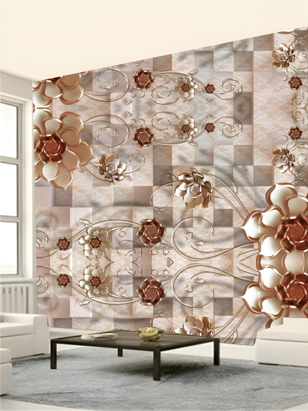 

Aura Brown & Beige-Color 3D Abstract Printed Self Adhesive Wall Sticker