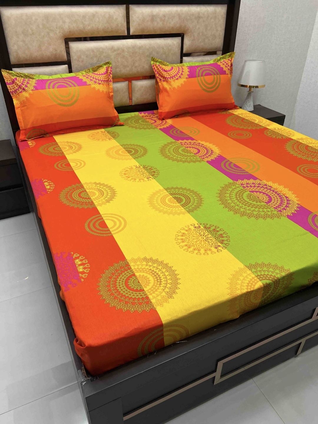

Pure Decor Red & Yellow Ethnic Motifs 250 TC Queen Bedsheet with 2 Pillow Covers