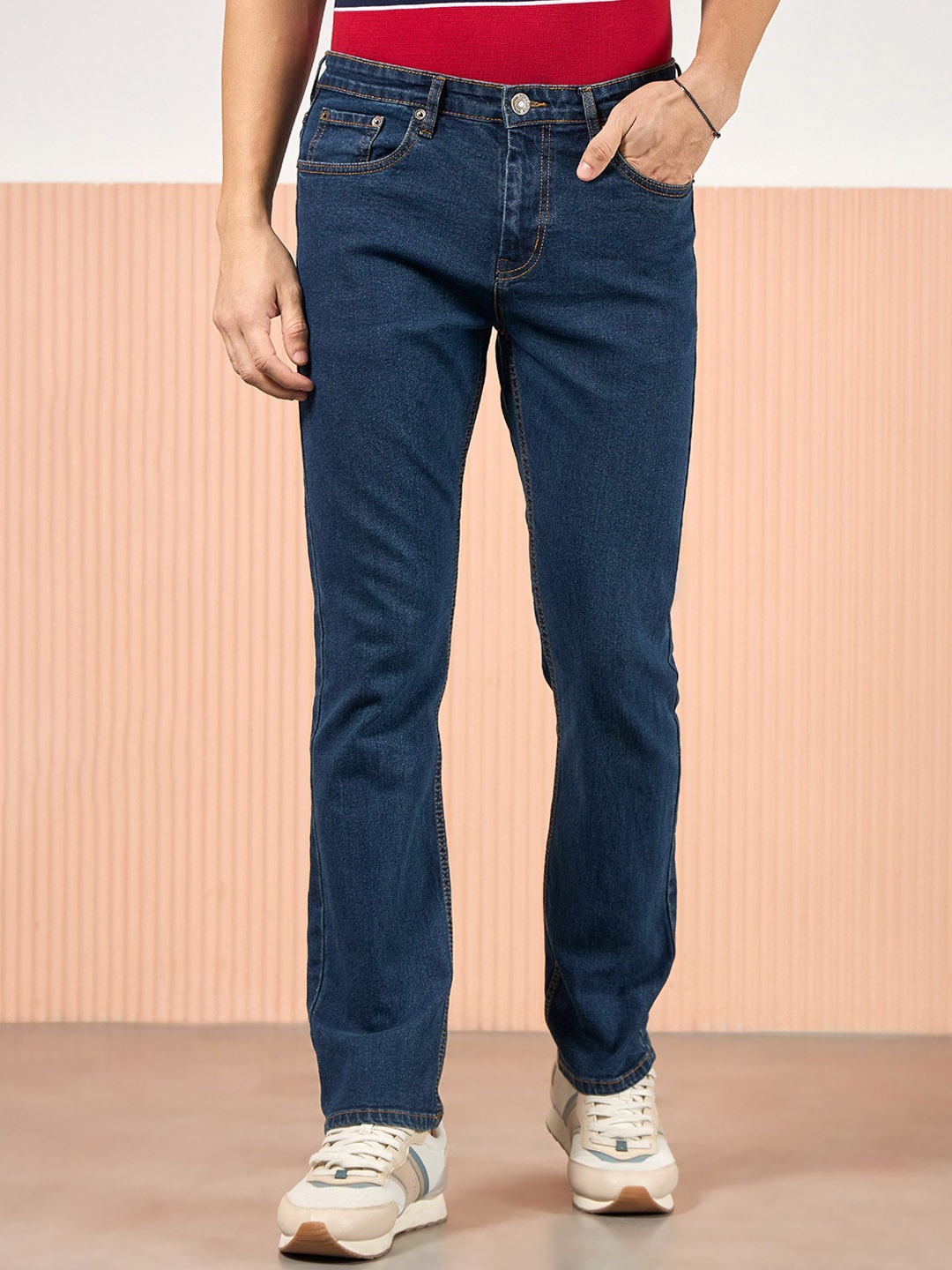 

Beyoung Men Low Distress Jeans, Blue