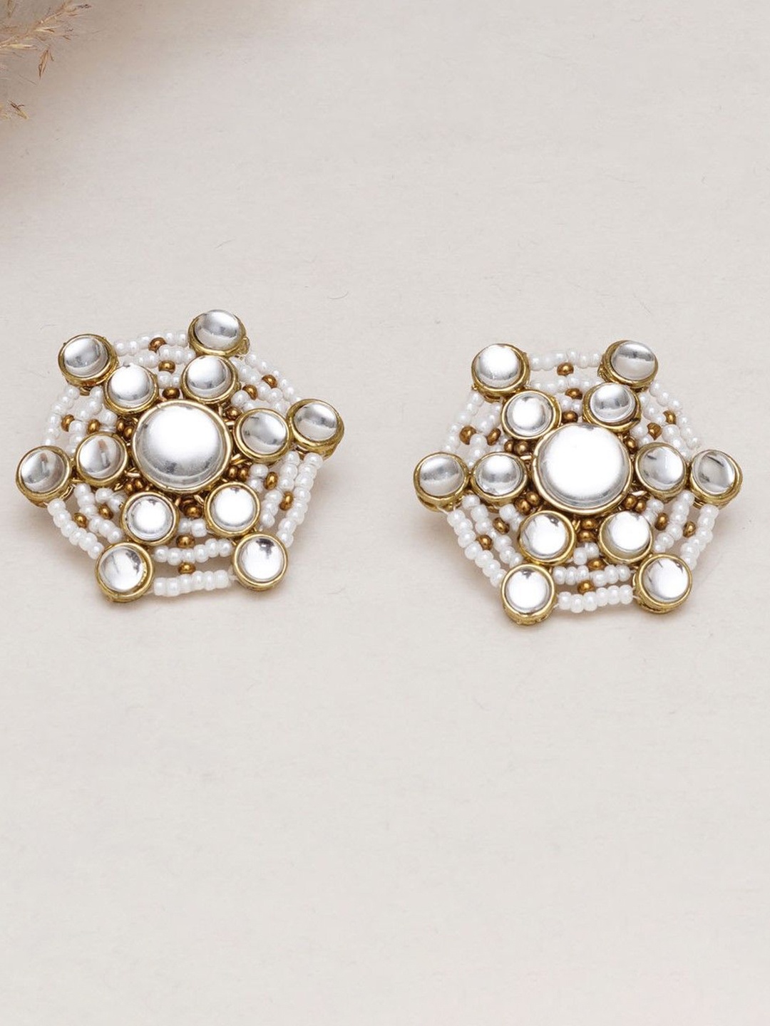 

BeAbhika Contemporary Studs Earrings, White