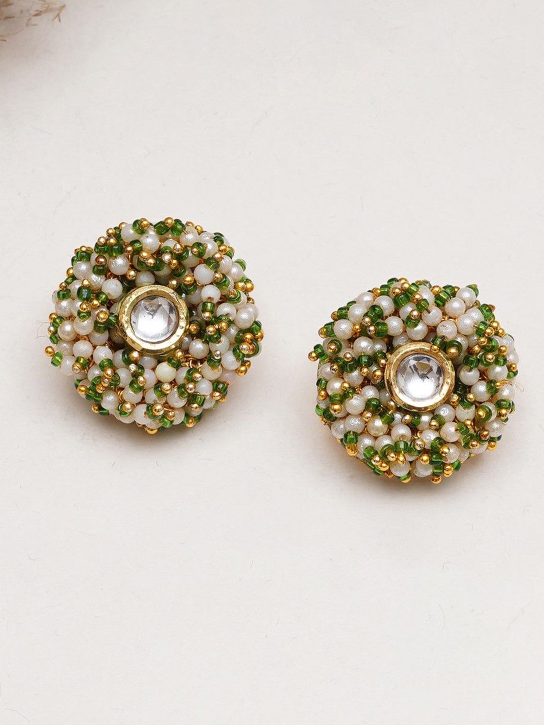 BeAbhika Contemporary Studs Earrings, Green