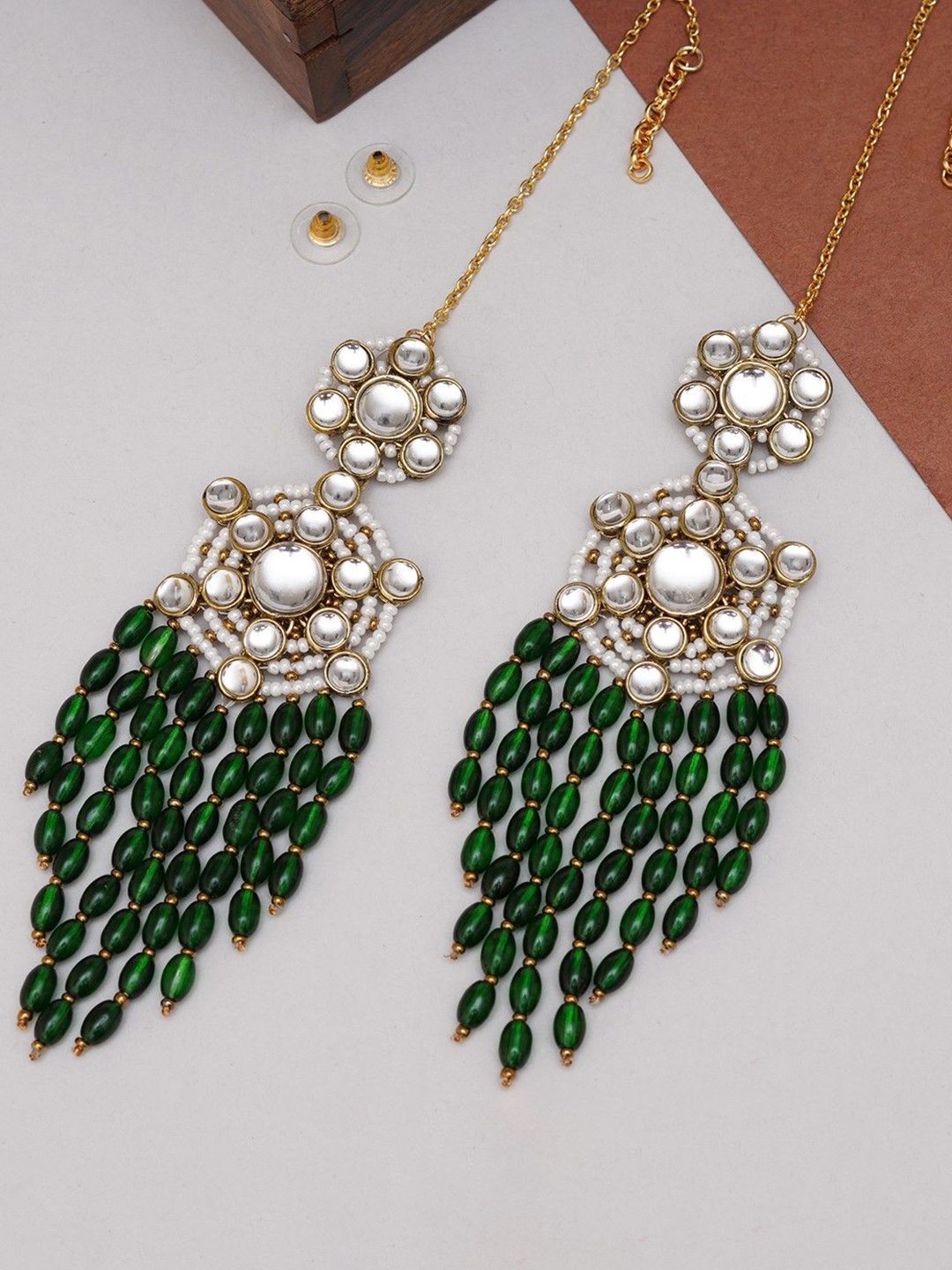 

BeAbhika Contemporary Drop Earrings, Green