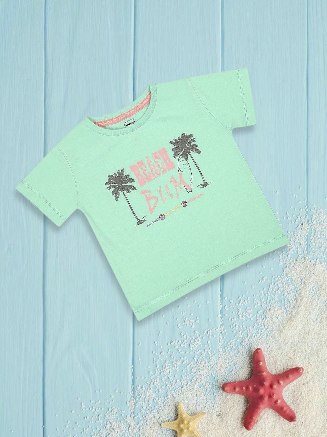 

MeeMee Boys Tropical Printed Round Neck Cotton T-shirt, Blue