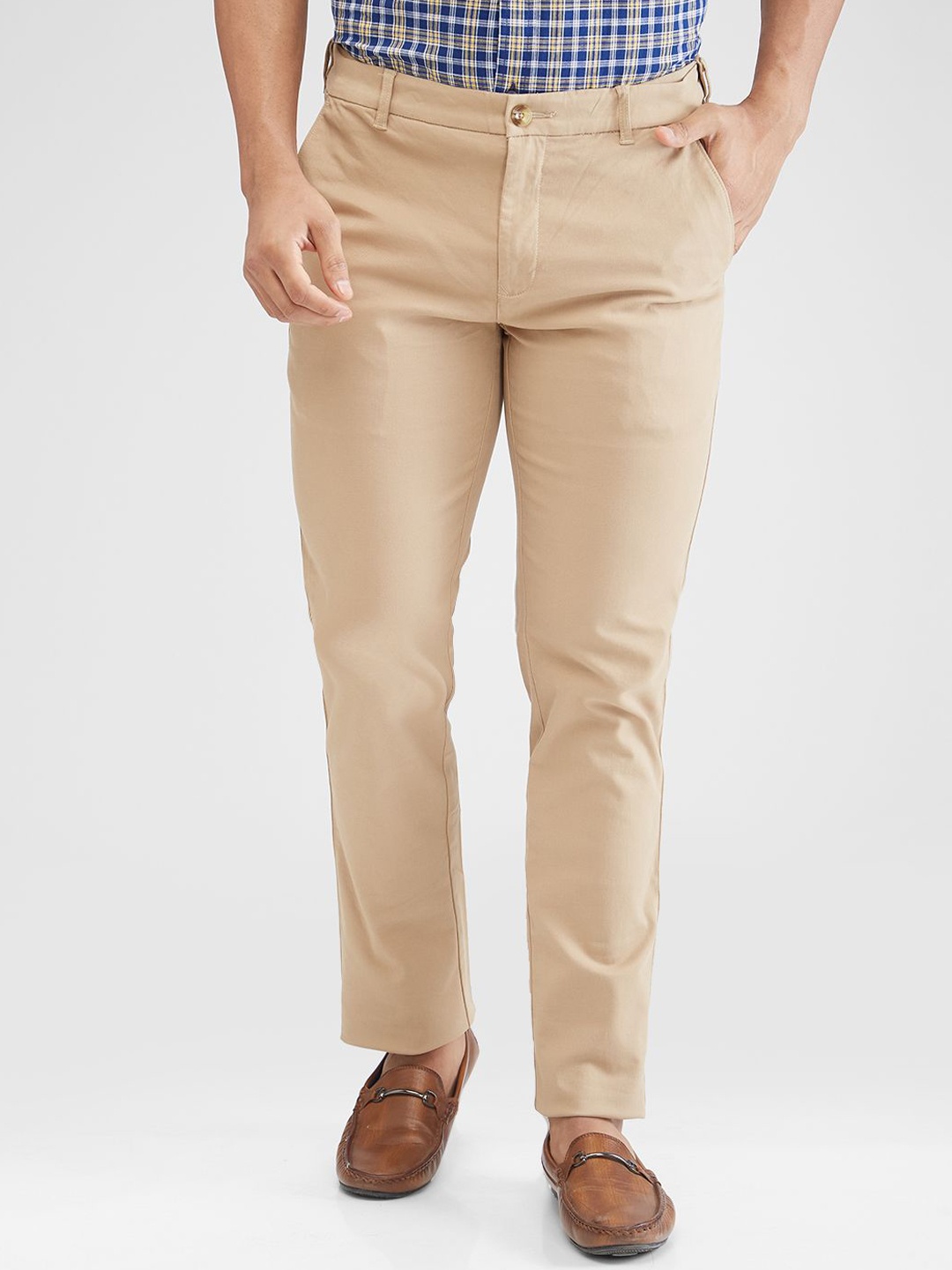 

ColorPlus Men Slim Fit Chinos Trousers, Brown
