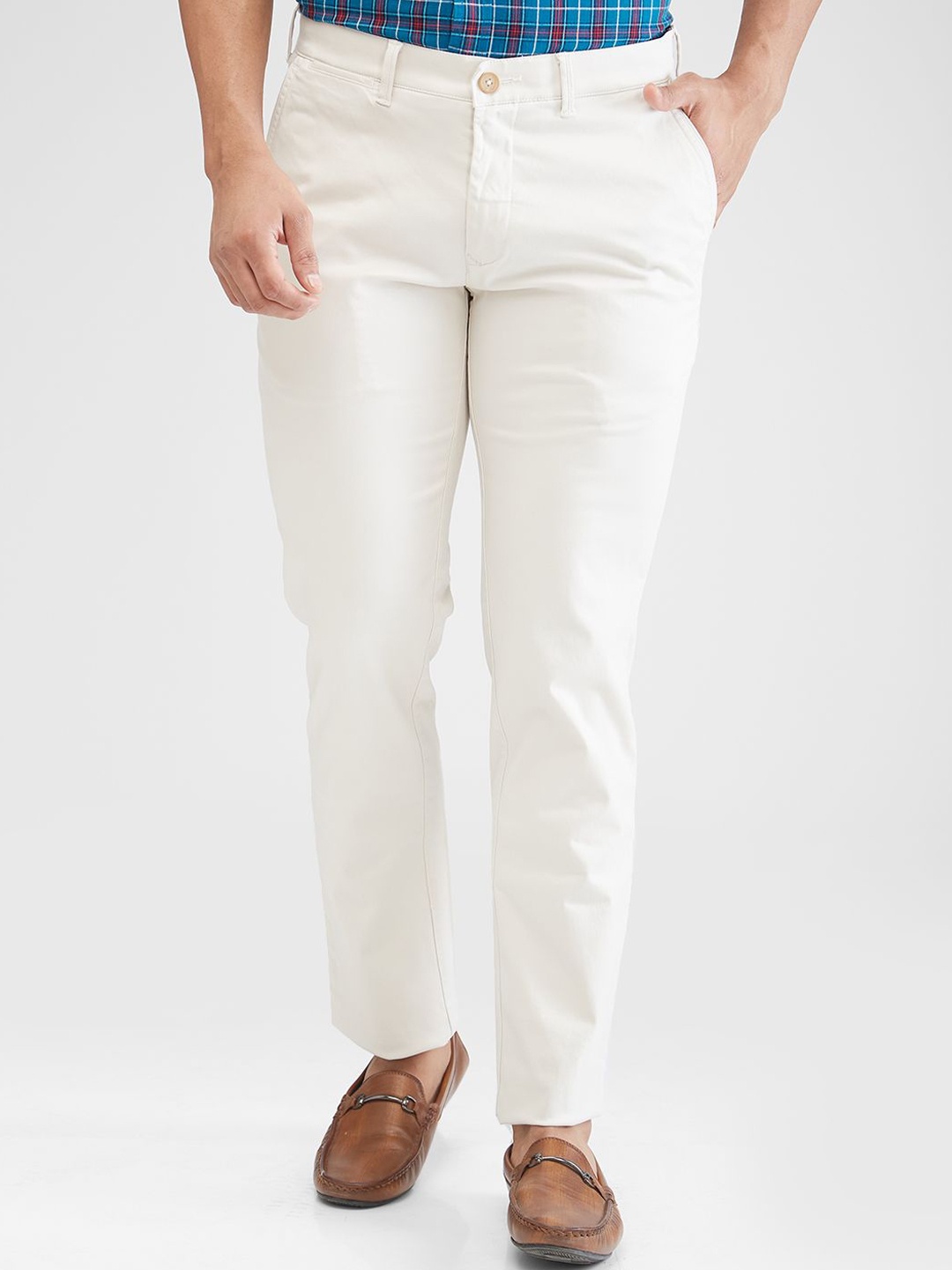ColorPlus Men Slim Fit Trousers, Beige