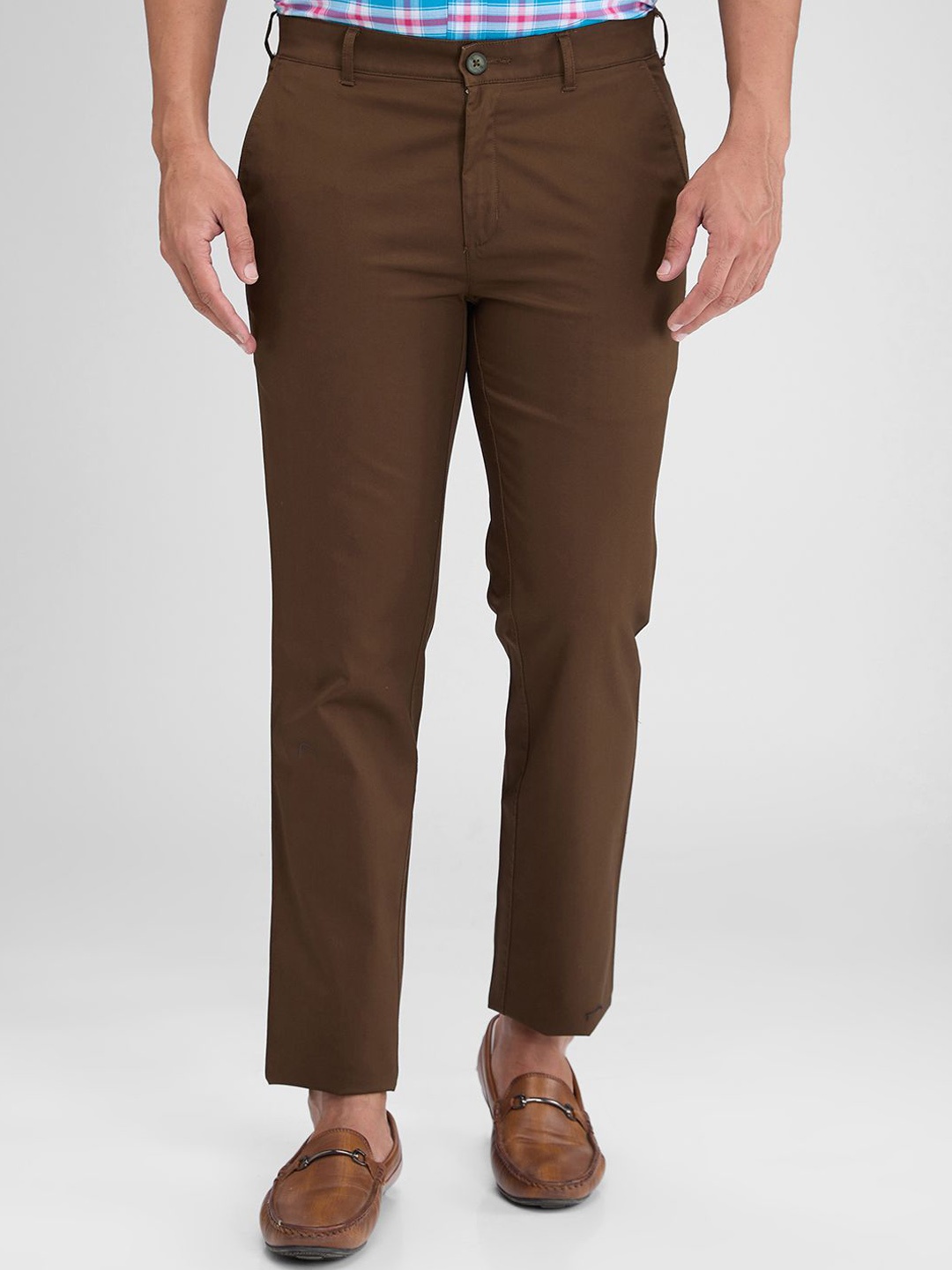 ColorPlus Men Slim Fit Trousers, Brown