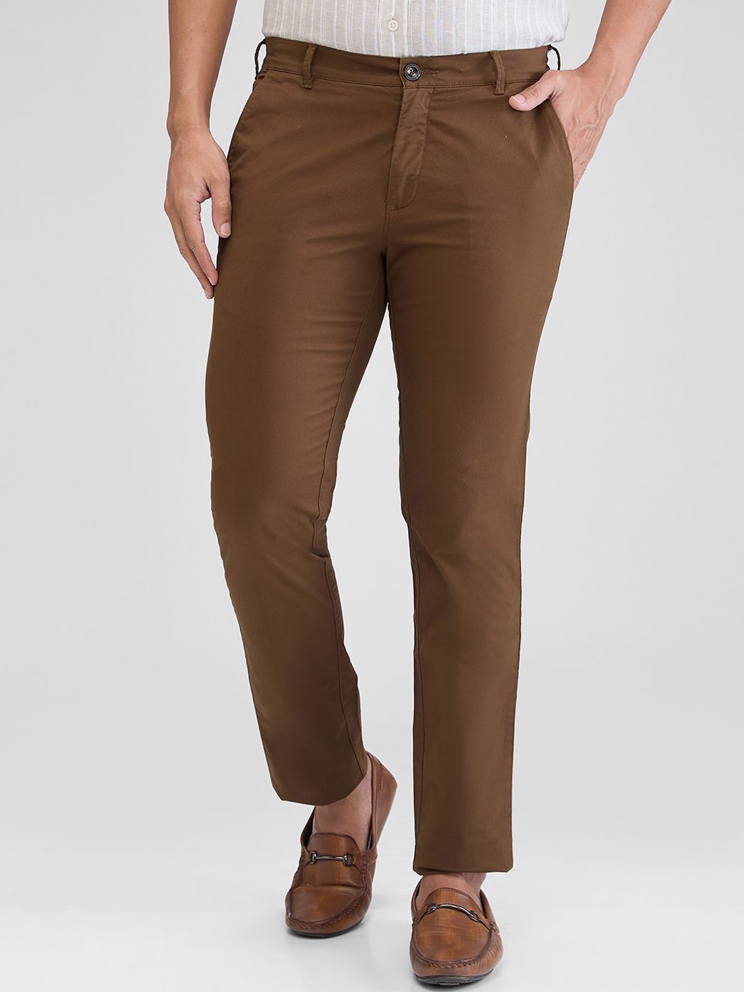 

ColorPlus Men Slim Fit Chinos Trousers, Brown