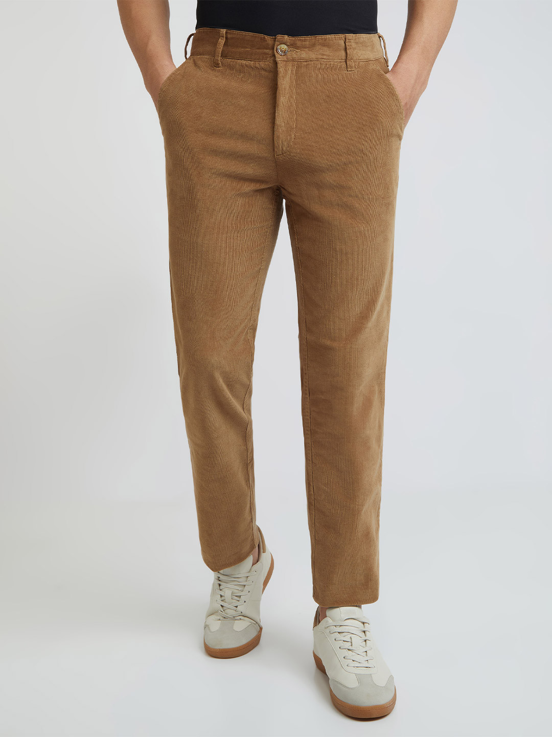 

ColorPlus Men Textured Trousers, Brown
