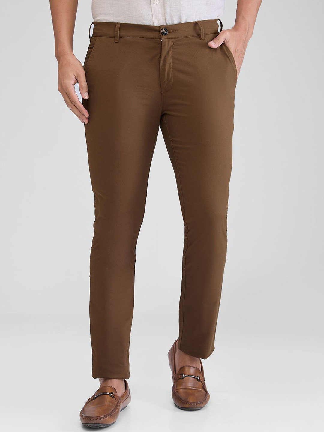 

ColorPlus Men Slim Fit Chinos Trousers, Brown