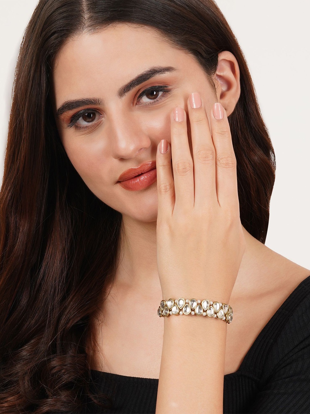 

BeAbhika Gold-Plated Kundan-studded Wraparound Bracelet