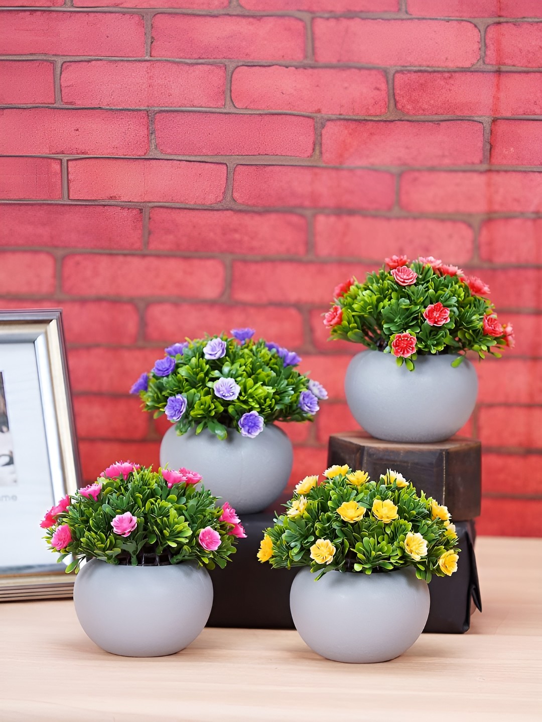 

Dekorly Multicoloured 4 Pieces Eucalyptus Artificial Plant With Pot, Multi