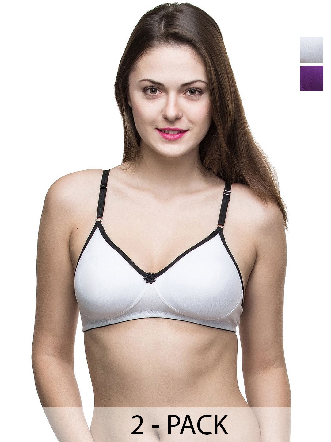 

Docare Pack Of 2 Full Coverage Non Padded Non-Wired Seamless T Shirt Bra-All Day Comfort, White