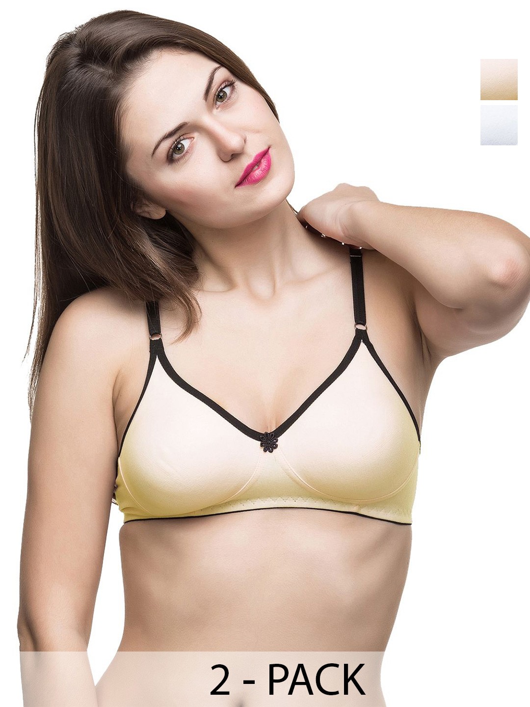 

Docare Pack of 2 Full Coverage Non Padded Cotton T-Shirt Bra-All Day Comfort, White