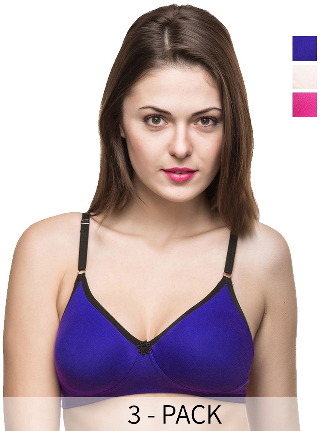 

Docare Pack Of 3 Full Coverage Non Padded Non-Wired T-shirt Bra-All Day Comfort, Pink