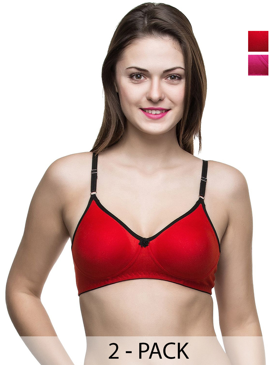 

Docare Pack Of 2 Full Coverage Non Padded Non-Wired Seamless T Shirt Bra-All Day Comfort, Pink