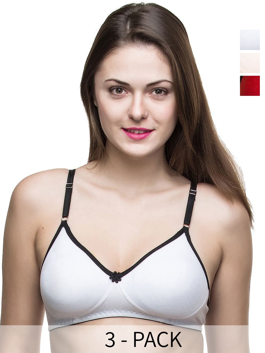 

Docare Pack of 3 Full Coverage Non Padded Cotton T-shirt Bra-All Day Comfort, Beige