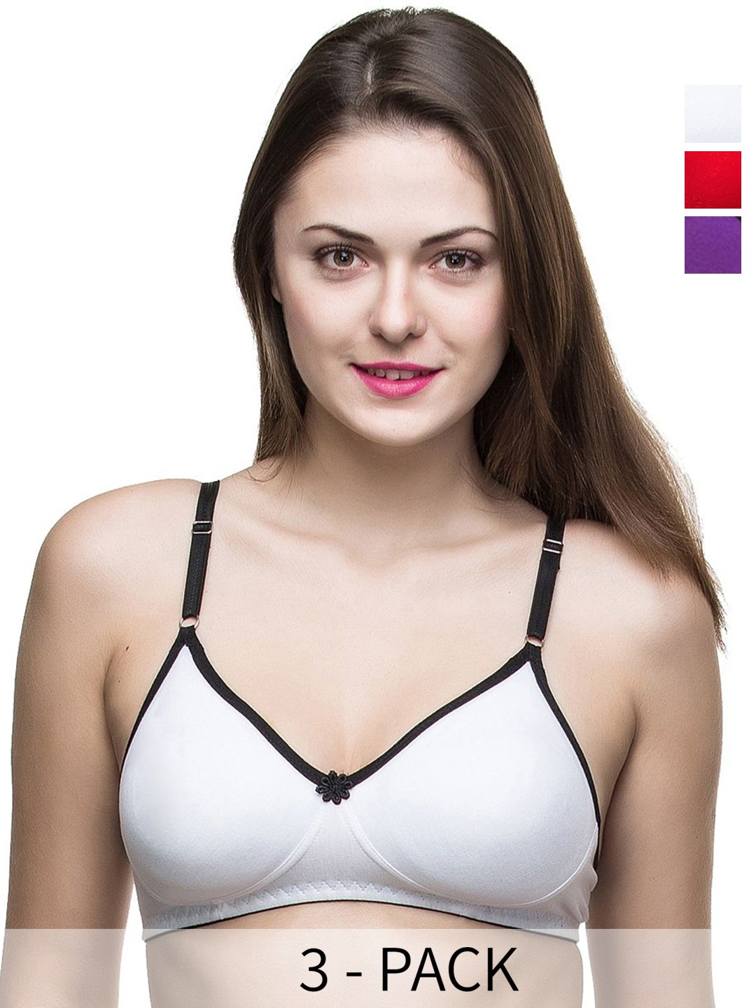 

Docare Pack Of 3 Full Coverage Non Padded Non-Wired Seamless T Shirt Bras-All Day Comfort, Purple